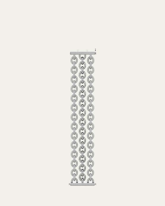 18K Gold 3 Row Diamond Link Bracelet